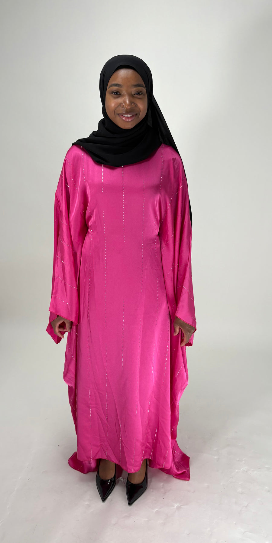 Abaya satinée pailletée