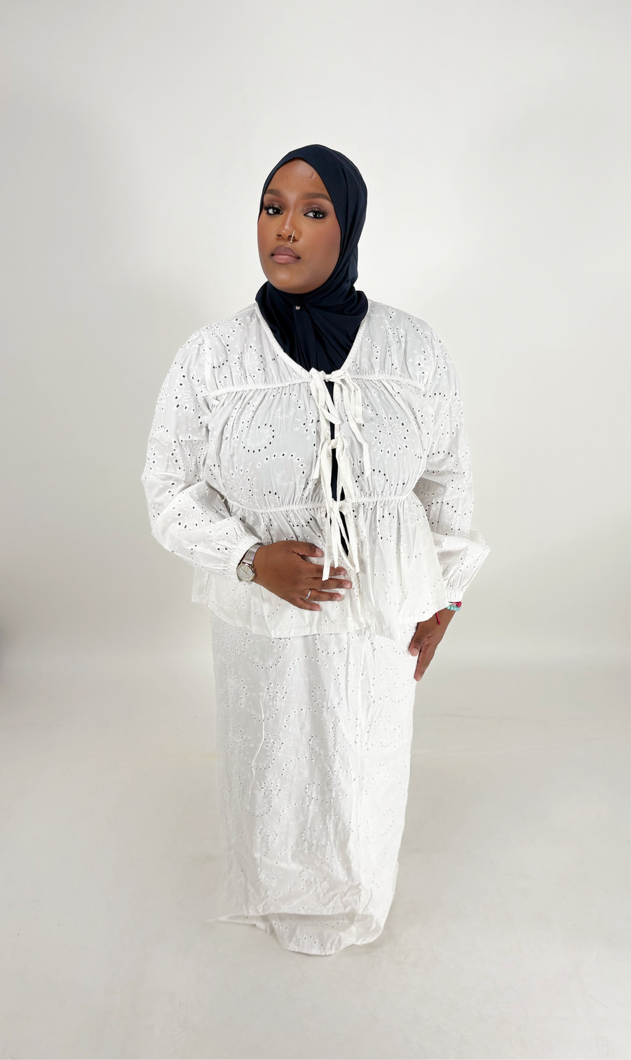 Ensemble jupe en broderie Anglaise