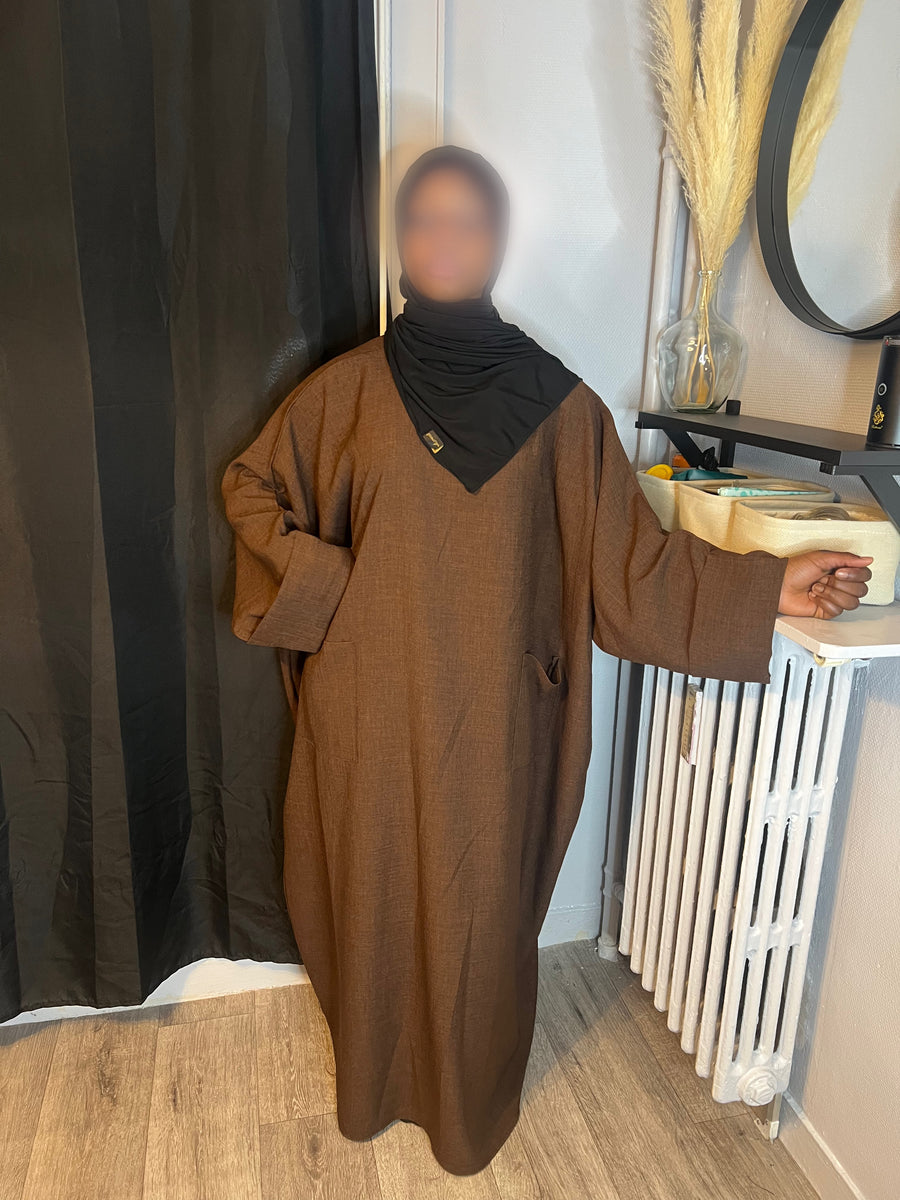 Abaya à poche en lin