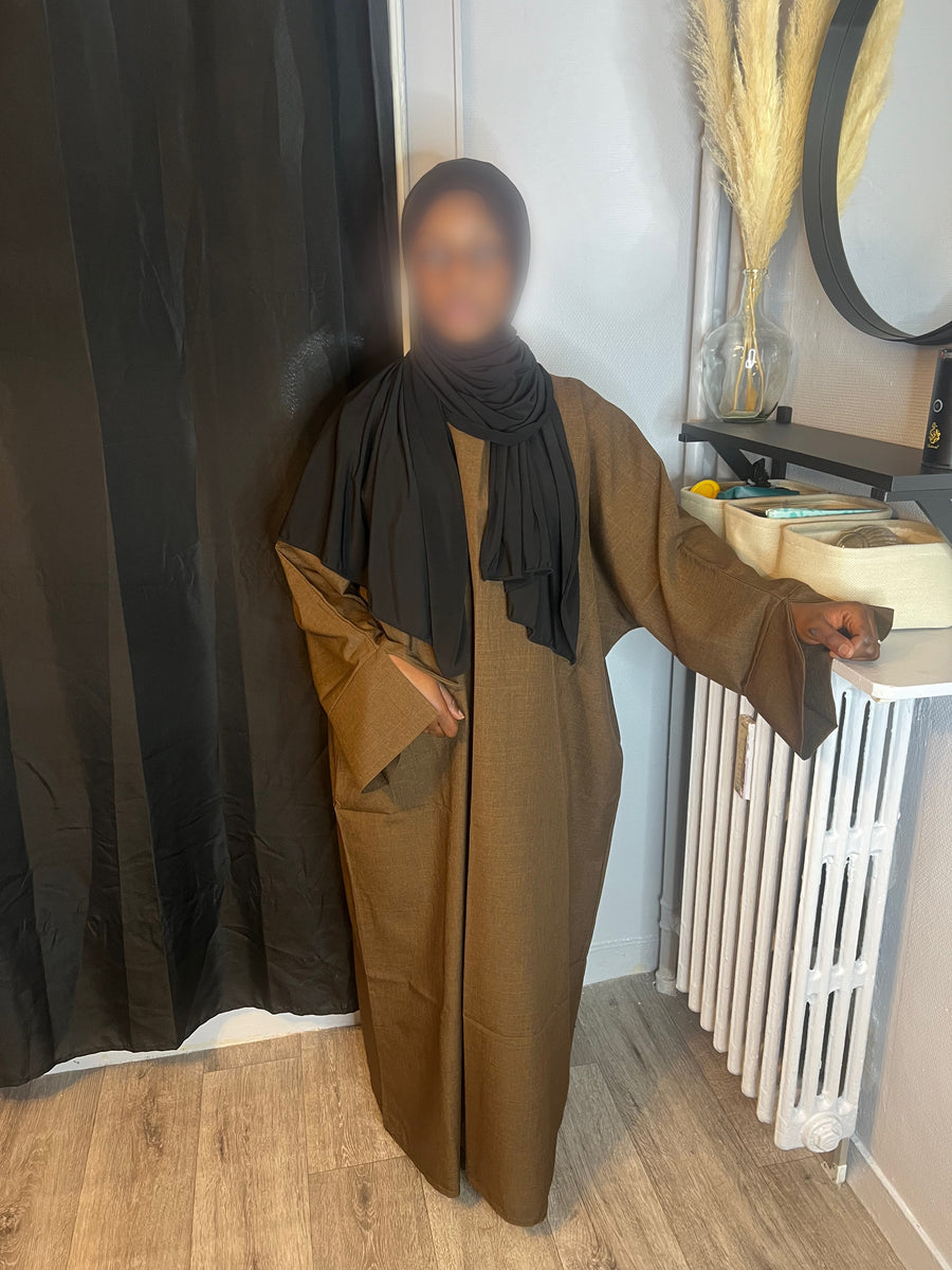 Abaya Manche fendu lin