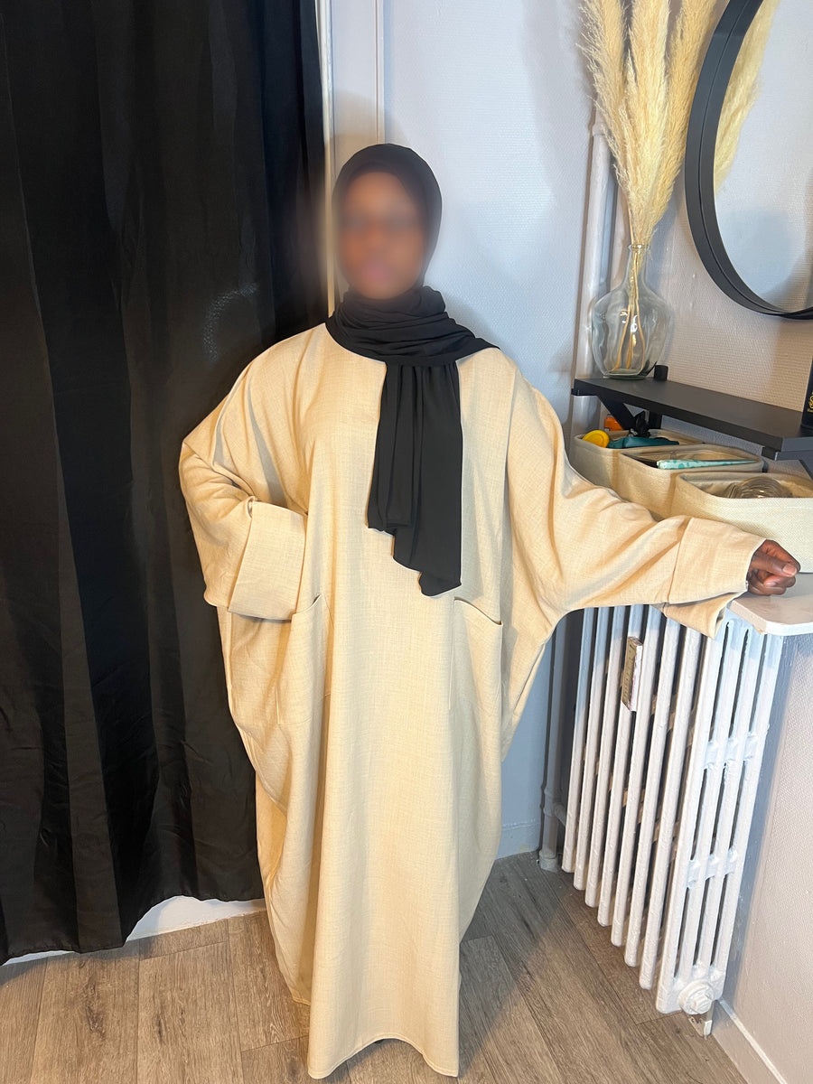 Abaya à poche en lin