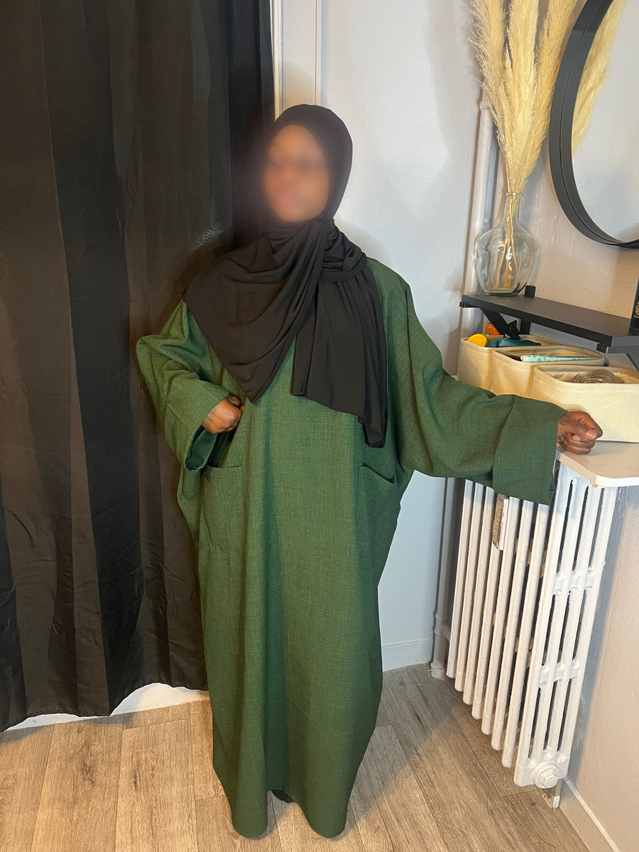 Abaya à poche en lin