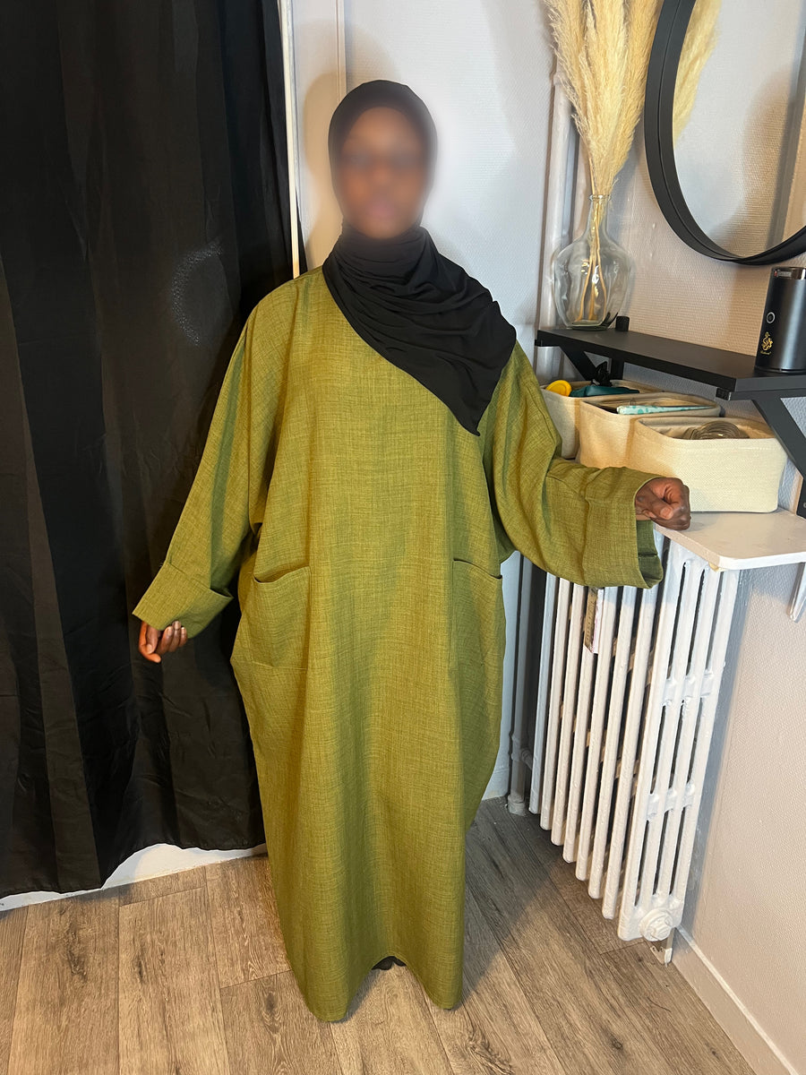 Abaya à poche en lin