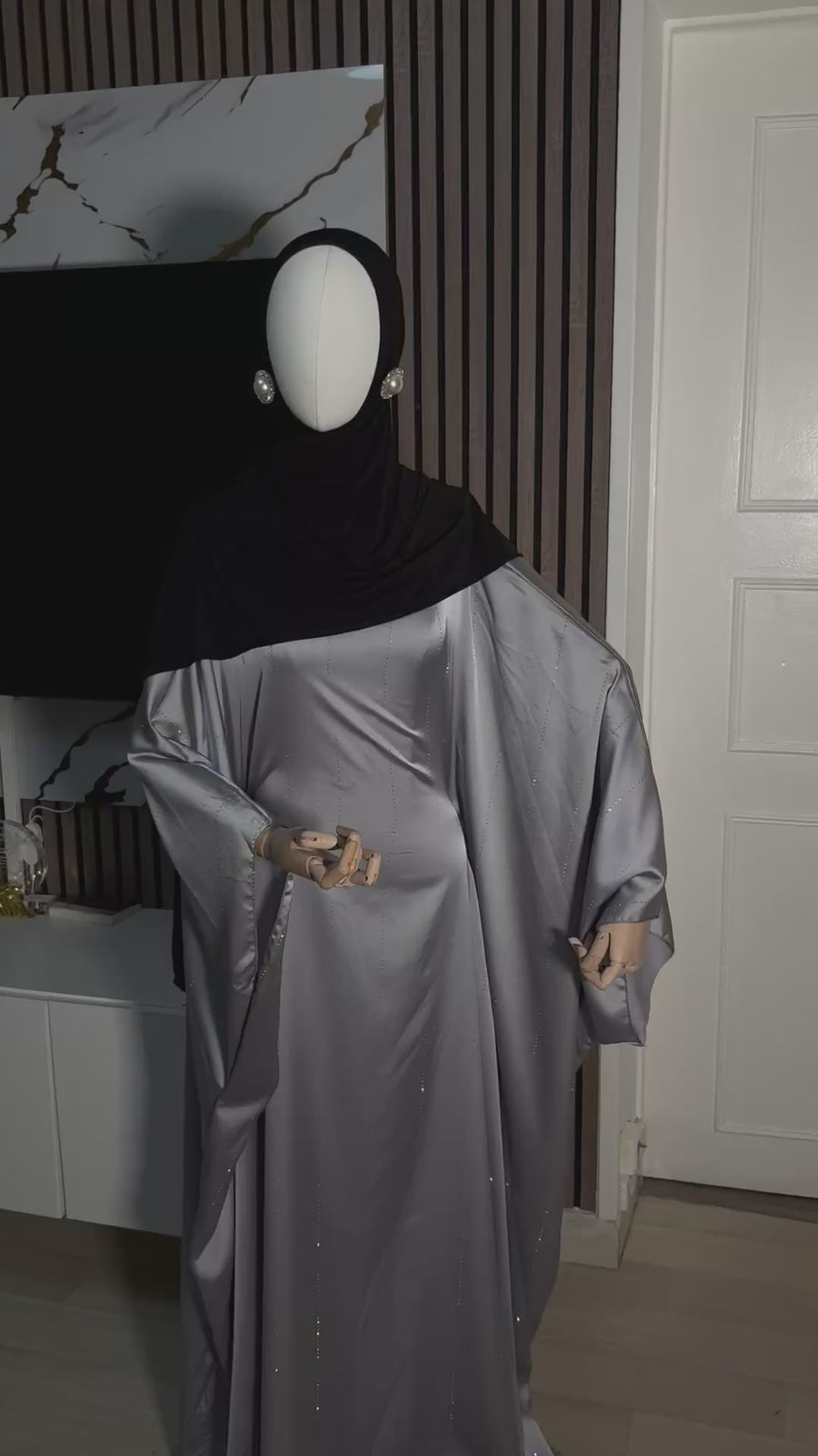 Abaya satinée pailletée